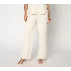 RM Studio x Rebecca Minkoff Regular Pull-On Knit Twill Wide Leg Almond Large